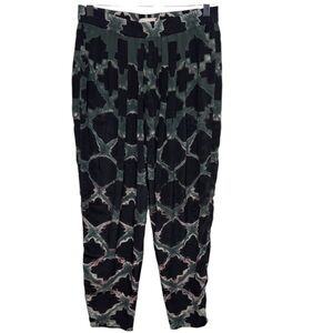Laura Siegel Black Green Clamp Dye Silk Harem Pants Women Size S